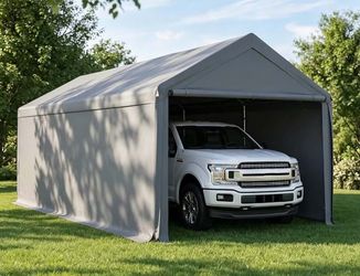 (H-2-27)Carport 10x20 Ft Heavy Duty Canopy Steel Canopy Storage Shed,Portable Garage Party Tent,Portable Garage with Removable Sidewalls & Doors All-S