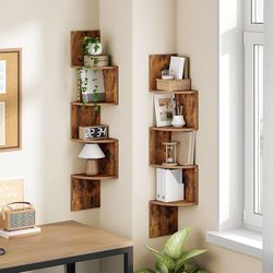 4-Tier Corner Shelves, Floating Corner Shelf,Wall Organizer Storage,Wall Mount Shelves for Bedrooms, Bathroom Shelves,Kitchen,Offices,Living Rooms (Ru