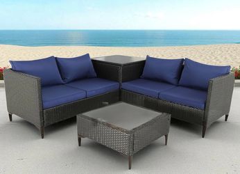 Booth Style Espresso Wicker Sectional
