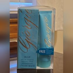 Giorgio Beverly Hills Giorgio Blue 1.7oz EDT Spray+ 3.3oz Body Moisturizer
Perfume is sealed lotion is not doesn't look like it's ever been used.  