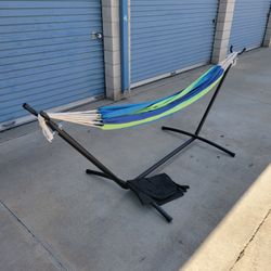 Lazy Daze Double Cotton Hammock with Space Saving Steel Stand Includes Portable Carrying Bag