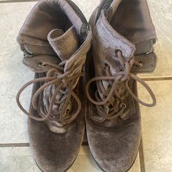 Brown Suede Ankle Combat Boots Women’s 7 1/2