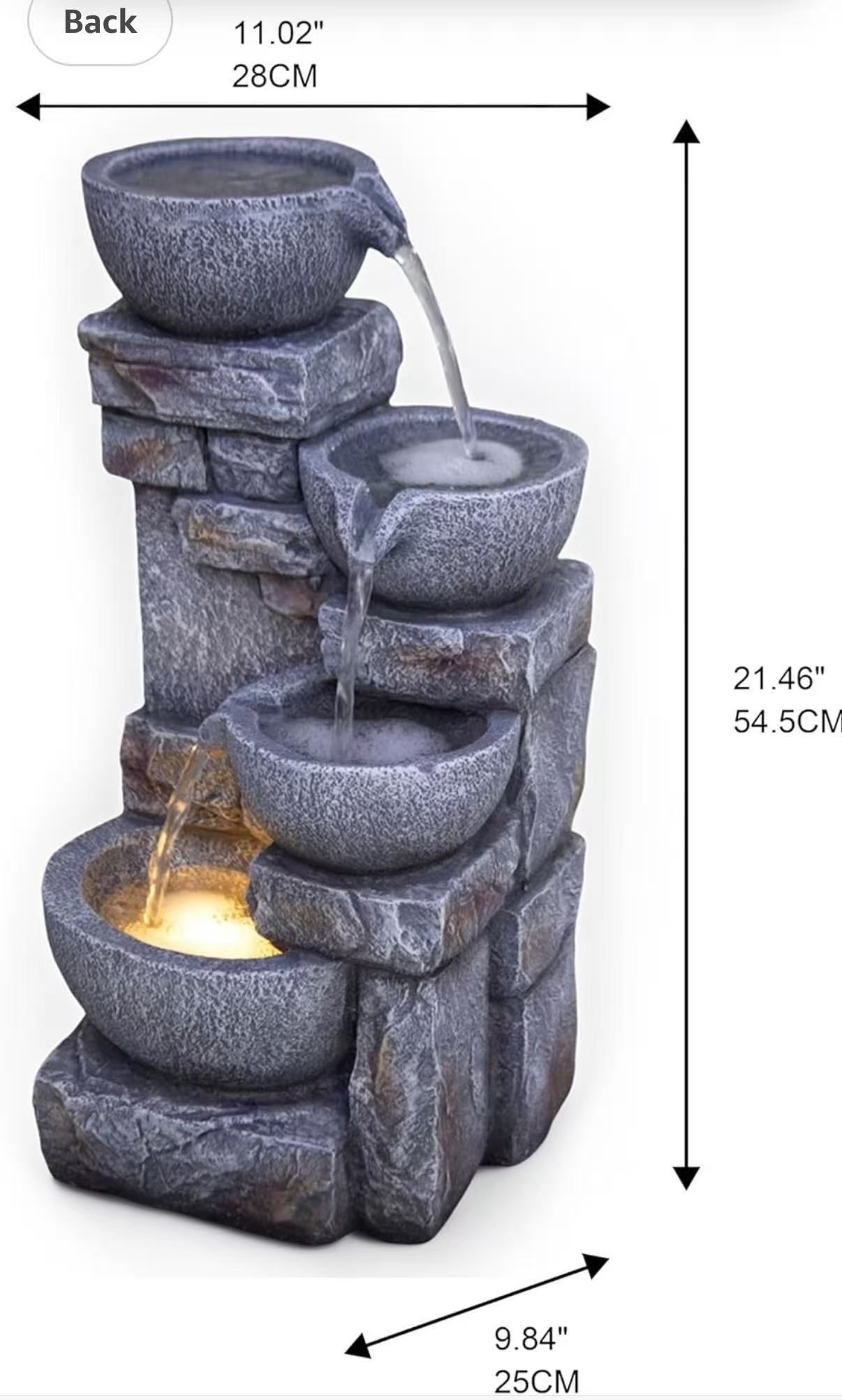 Modern Bowls Fountain with Led Lights