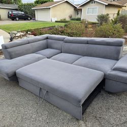 Delivery Available! Gray Sectional Couch Sofa Chaise Foot Rest Ottoman Bed Mattress Futon Pull Out 