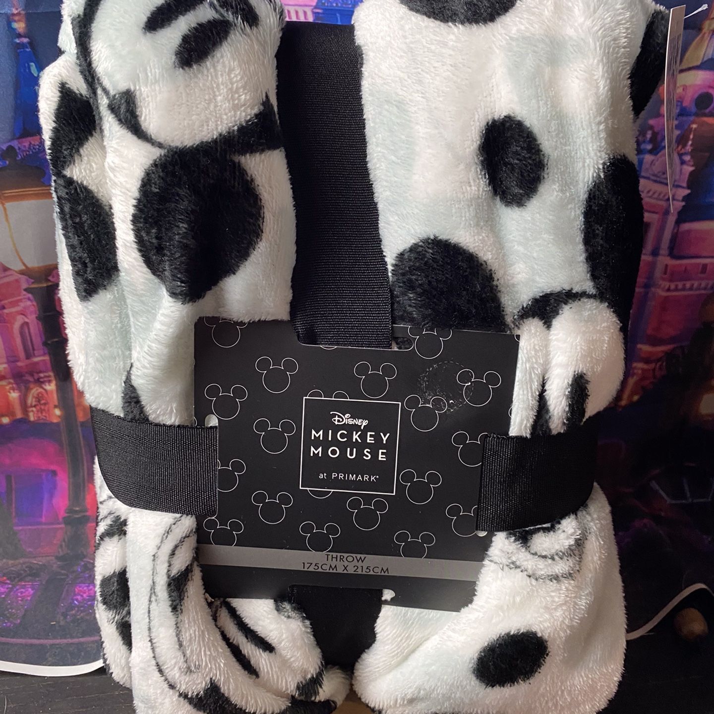 Disney Primark Mickey Mouse Black White Throw Blanket 175cm X