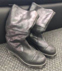 New Tall Black Leather Fur Dr Doc Martens