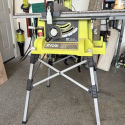 15 Amp 10 in. Compact Portable Corded Jobsite Table Saw with Folding Stand