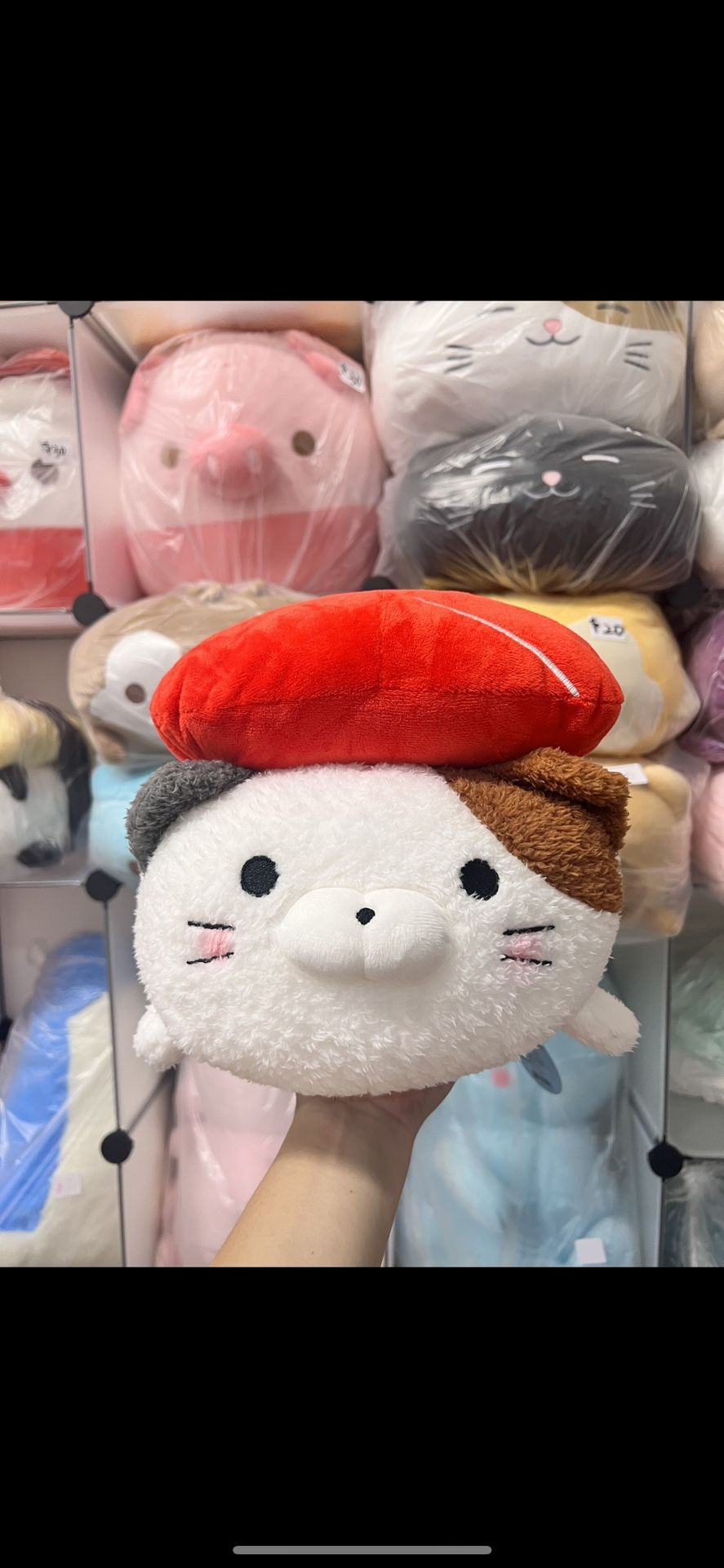 NWT 12” Takashoji Sushi Calico Cat Round 1 Arcade Japanese Plush