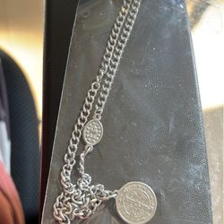 Stainless steel round pendant necklace - simple collar chain necklace