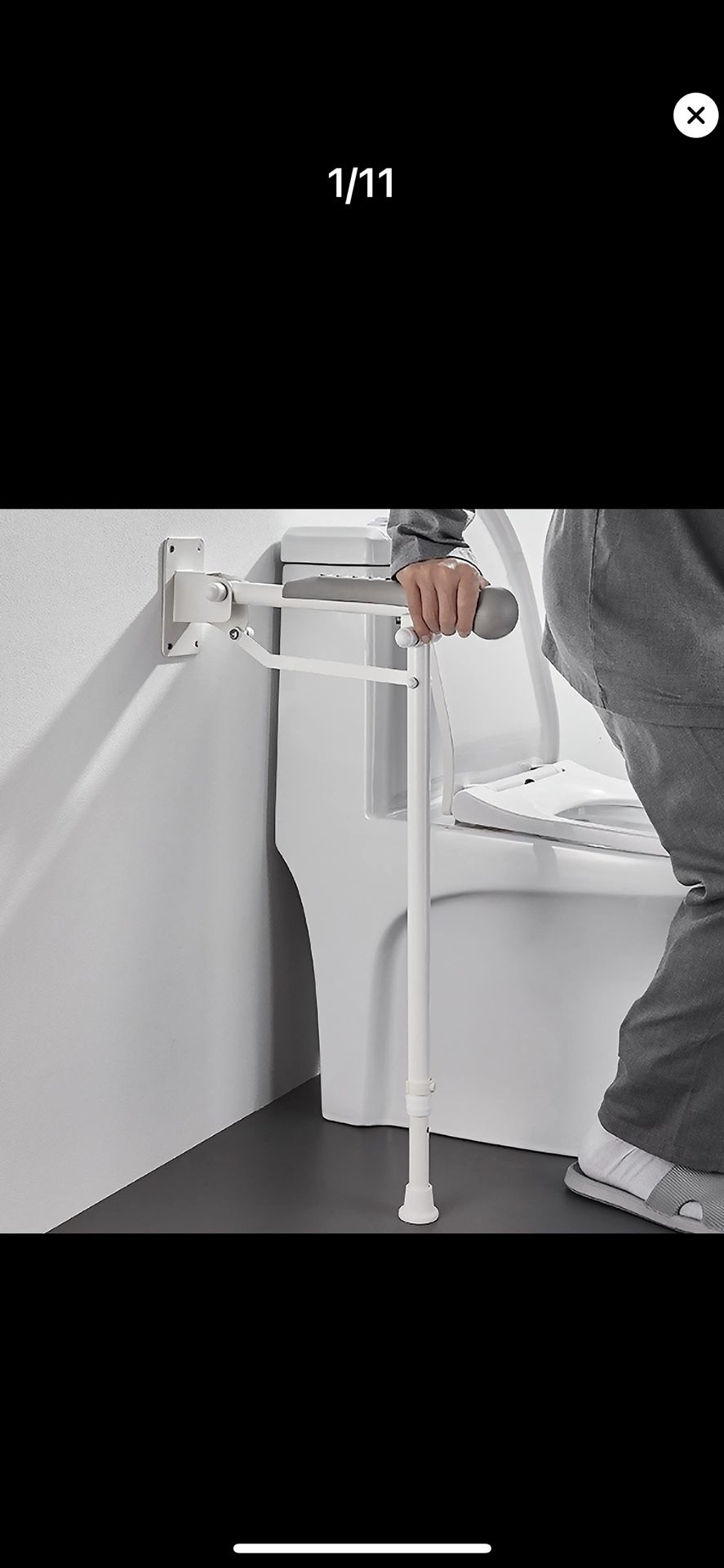 Premium 17 Inch Folding Grab Bar, Flip Up Grab Bar with Soft Rubber Cushion
