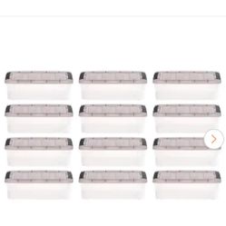 5 Qt./1.25 Gal. Stack and Pull Plastic Storage Boxes with Latching Lids, Clear (Set of 12)