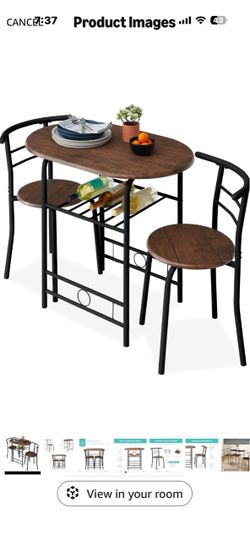 New 3-Piece Compact Dining Table Set with Wine Rack