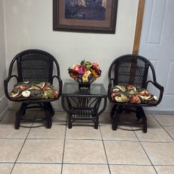 Bamboo Patio Set With Cushions And Table 