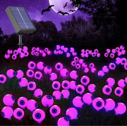 Halloween Solar Eyeball Lights Outdoor Waterproof 4 Pack 32 LED 8 Modes Solar...