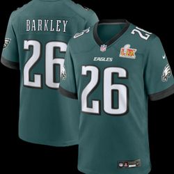 New! Philadelphia Eagles #26 Barkley Midnight Green Super Bowl LIX Game Jersey