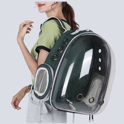 Green-PetPack Adorable Bubble Carrying Bag for Small, Medium dogs Cats, Space Capsule Pet Park, Hiking backpack, Airline Approved Travel Carrier