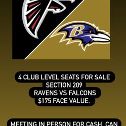 4 Club Level Ravens Tickets 