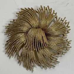 Vintage MONET Signed ~ Large Gold Tone “Cordelia” Pin Brooch ~ 72 mm x 72 mm