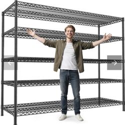 Reibii 55.5"W Wire Shelving, 3200 Lbs Heavy Duty Storage Racks, Metal Shelves For Garage Kitchen Basement - 55.5" W X 18" D X 71" H / 1-Pack