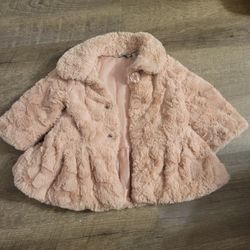 Calvin Klein Fluffy Pink Coat Baby Girl 12m