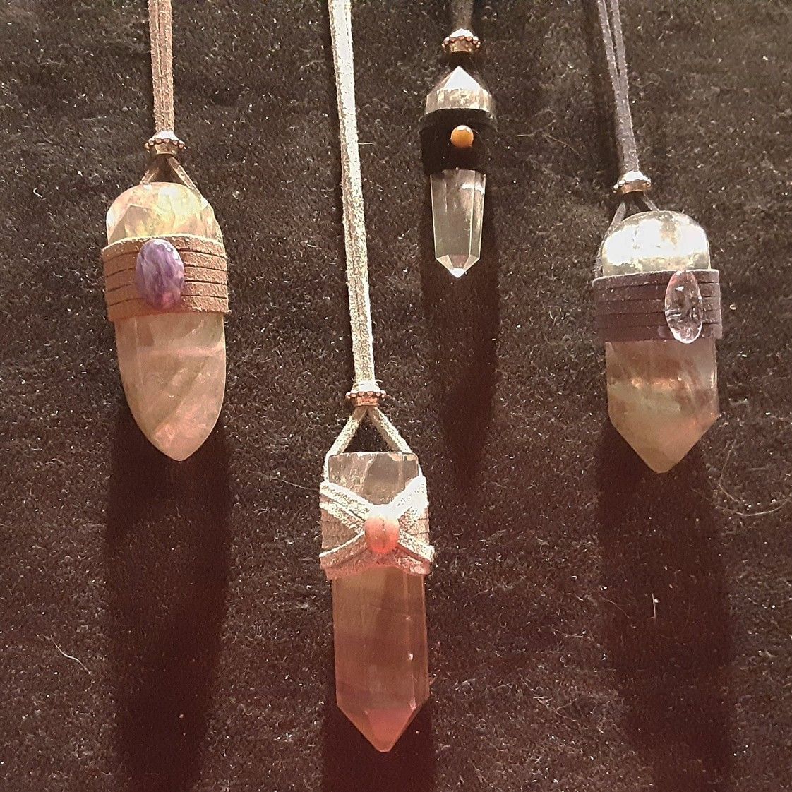 Crystal Vegan Suede Wrapped Necklace