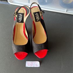 f.R.h. Size 71/2 Black Suede Red Heels