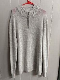 Gray Quarter-Zip Knit Sweater-Size 2X