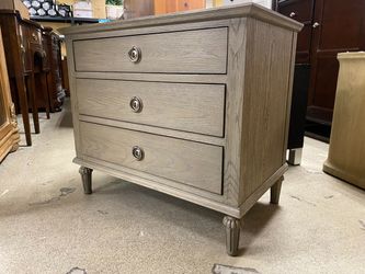 RESTORATION HARDWARE Maison Antiqued Grey Oak Closed 3-Drawer Nightstand