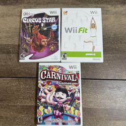 Lot Of 3 Games Nintendo Wii Fit , Circus Star, Carnival Games