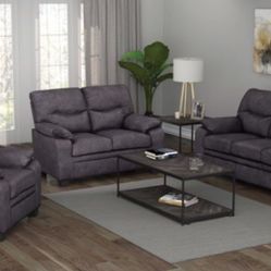 Brand New 2PC Charcoal Sofa and Loveseat Set