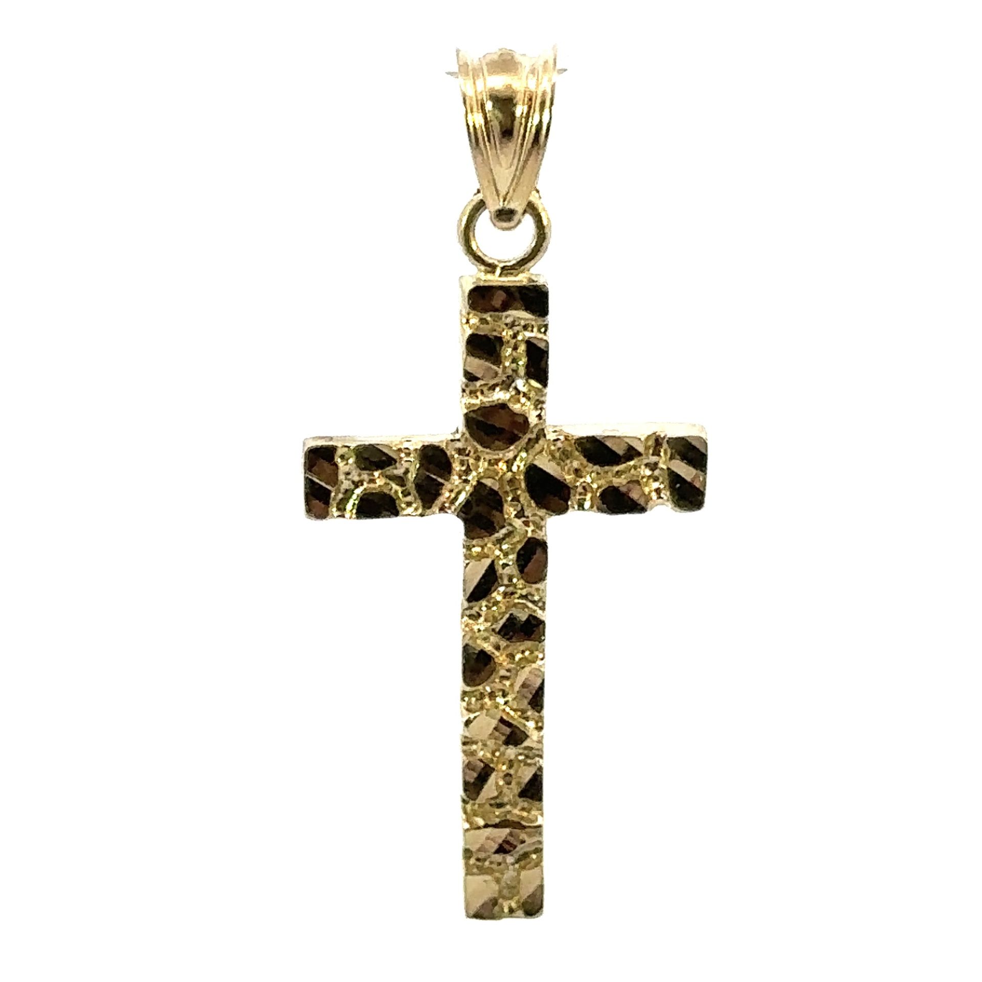 Men’s Woman’s 10k Yellow Gold 1.25” Inch Nugget Cross Charm Pendant For Necklace GP3124087