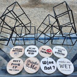 12" Tall Wine 6 Bottle Wine Racks And Coasters