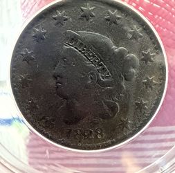 🪙 1828 Large Cent – VG10 Details (Corroded) – Large Date N-6 – Early U.S. Copper – ANACS Certified