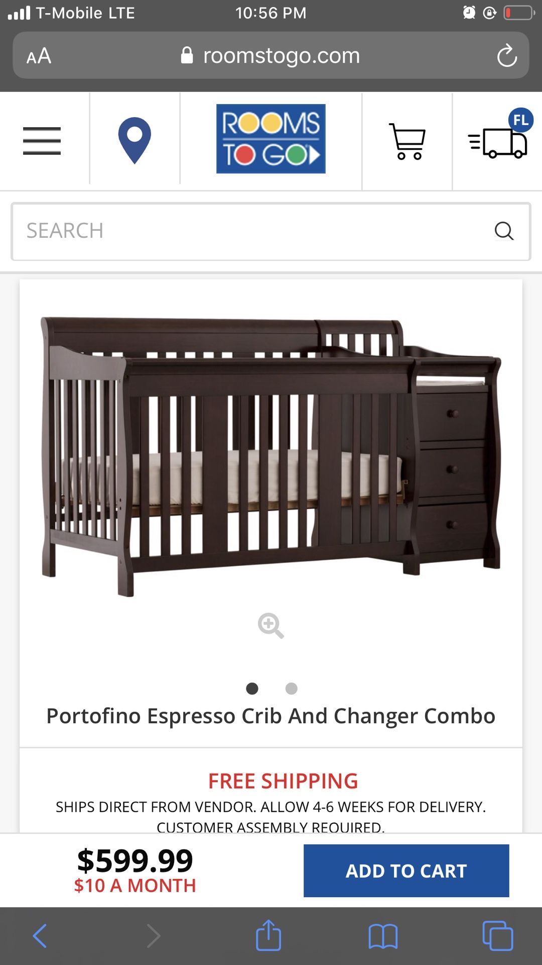 Crib and changer combo