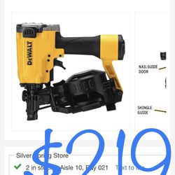 Dewalt Pneumatic 15 Degree Coil Roofing Nailer