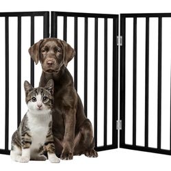 3-Panel Indoor Foldable Dog Fence for Stairs, Hallways, or Doorways - 54x24-Inch Wood Freestanding 
