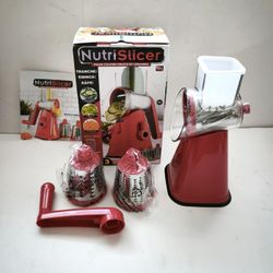 Emson NutriSlicer 3-in-1 Kitchen Spinning/ Rotating Mandoline Countertop Vegetable/Fruit S Slicer Chopper Shredder Grater with 3 Stainless Steel Drum 