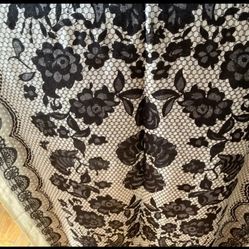 New Black And White Floral Print Pashmina Shawl 