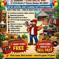 🚨 HUGE MOVING SALE – EVERYTHING MUST GO! 🚨