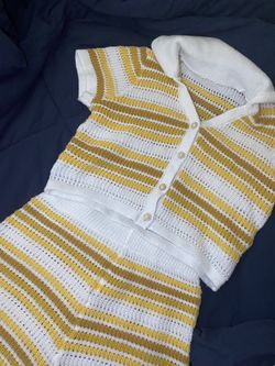 Large Yellow & White Short 2 Piece Set