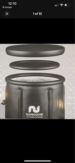 This is a Nurecover Pod portable ice bath tank in black, which features a 400-liter capacity and includes a protective cover.