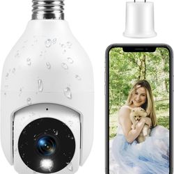 Weatherproof Light Bulb Security Camera Outdoor,2K HD WiFi Light Socket Camera, light bulb indoor security camera,360 outdoor security camera wireles