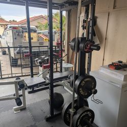 Garage Gym. Squat Rack. Barbell. Weights. 