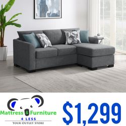 Storey Upholstered Sleeper Sectional Chaise Sofa Grey
