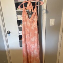 Pink Floral Long Dress