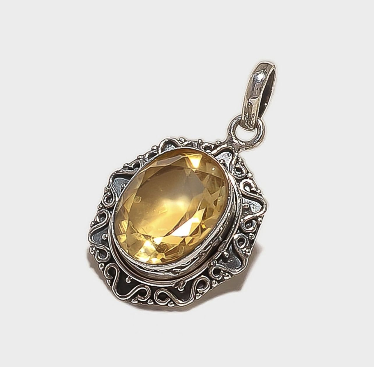 Genuine Citrine Crystal Healing Pendant – 925 Sterling Silver Handmade Charm