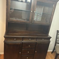 Dark Walnut Dining Room China Cabinet And Table/chairs