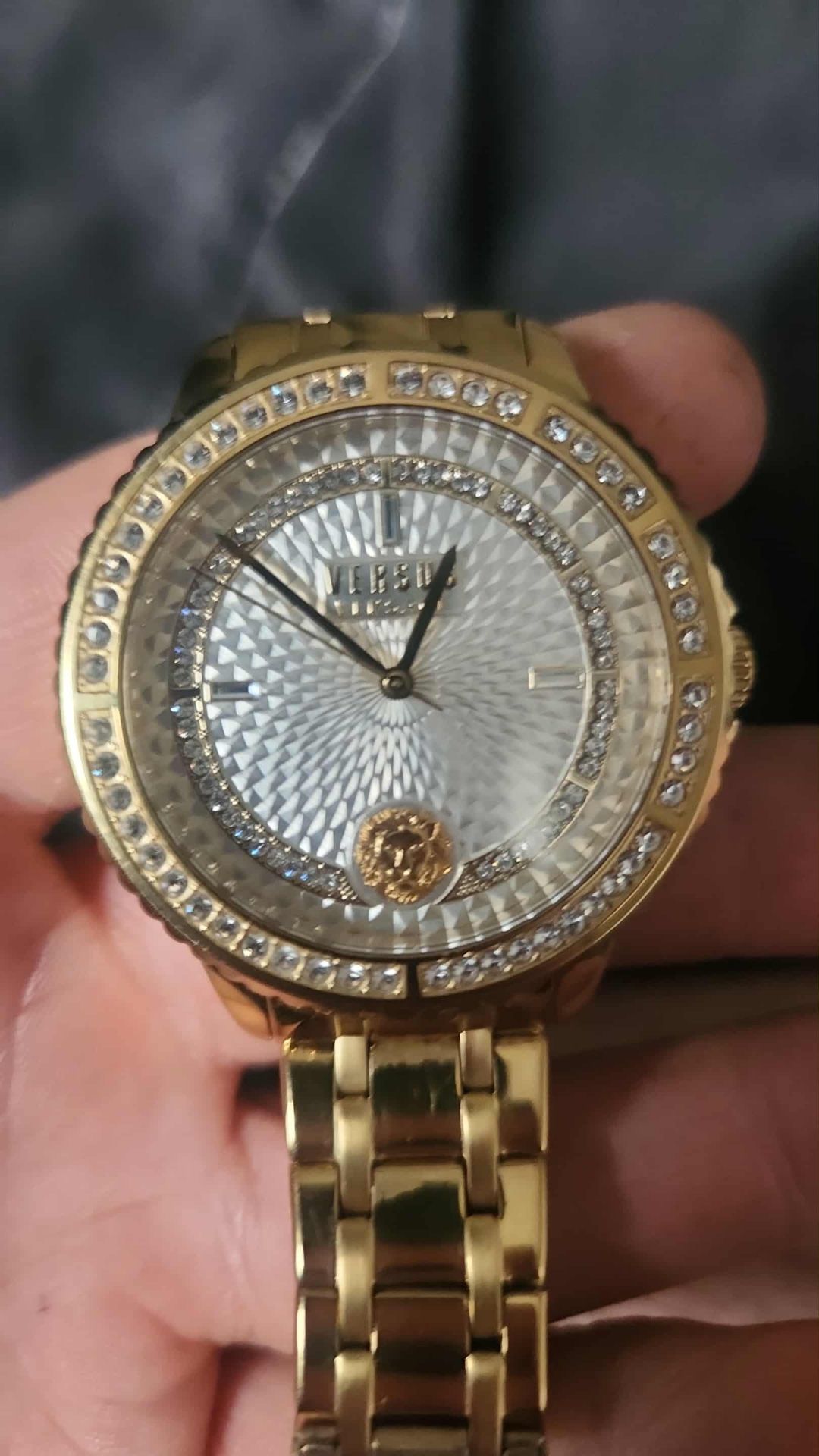 Womens Versus Versace Gold and Montorgueil Crystal Watch VSPLM1519