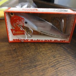Brand New In Box Vintage Heddon large SONAR Lure #435, 3-3/4" long, Silver 