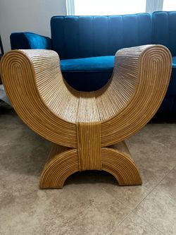 Vintage Pencil Reed Emperor Seat Side Table – Sculptural Rattan Accent Piece